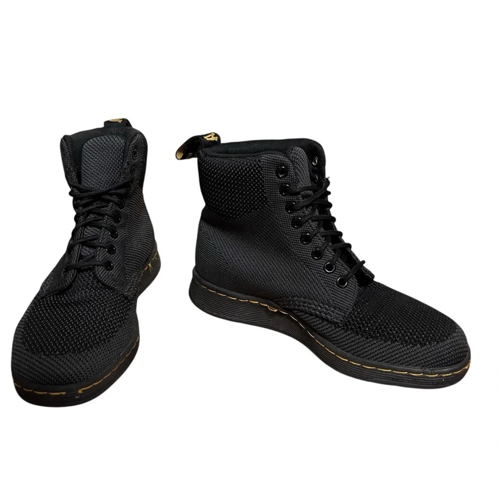 Dr. Martens Black Textured Rigal Knit 8 Eye Boots Combat Black Unisex — Size 7 - Picture 7 of 15